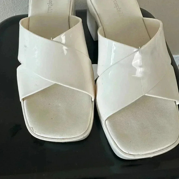 Jeffrey Campbell Platform Bubblegum Mule Sandals Cream Shiny Size 8 - Picture 11 of 11